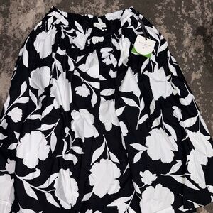 Kate Spade Black and White Floral A-Line Skirt
